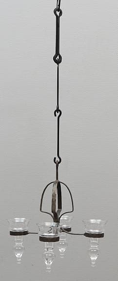 Bertil Vallien ljuskrona Boda smide 4 ljuskällor i glas, 1900-tal.