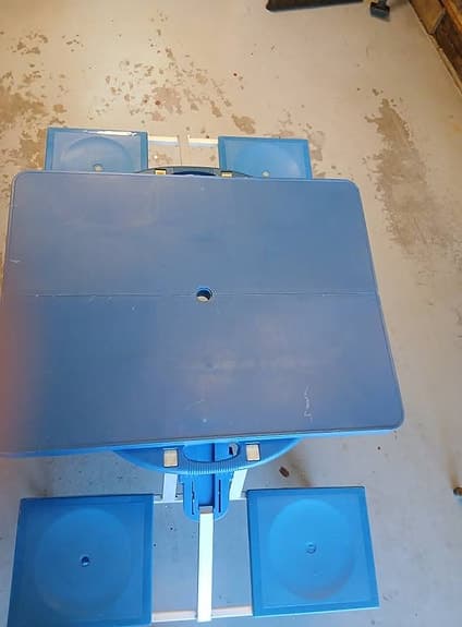 Hopfällbart campingbord med bänkar blå