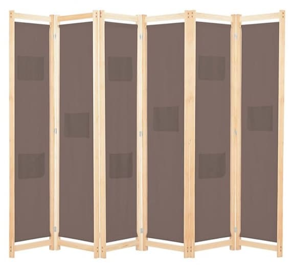 vidaXL Rumsavdelare 6 paneler 240x170x4 cm brun tyg