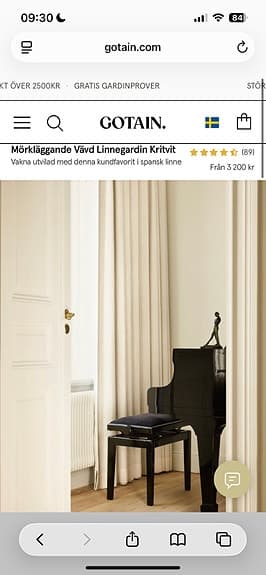 Mörkläggande vävd linnegardin kritvit från Gotain