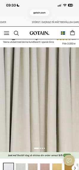 Mörkläggande vävd linnegardin kritvit från Gotain