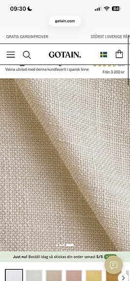 Mörkläggande vävd linnegardin kritvit från Gotain