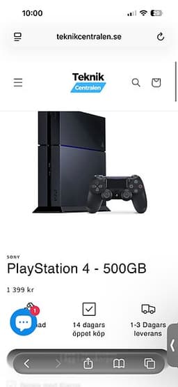 Sony PlayStation 4 Spelkonsol 500GB Svart