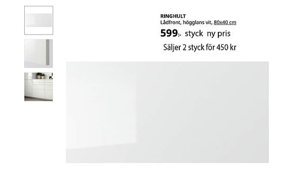 RINGHULT LÅDFRON, högglans vit, 80x40 cm