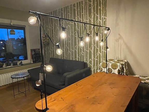 Granit Ljusslinga svart 9,5m glas glödlampor