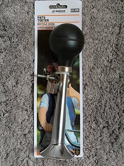 Retro cykelhorn i metall och svart gummi