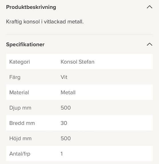 Konsol - Stefan - Vit - 500×500