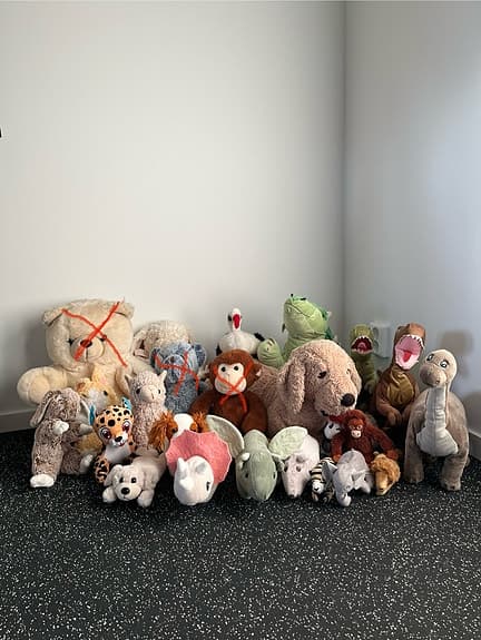 Massor av gosedjur (många stora)
