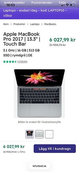 Apple MacBook Pro Laptop 3.1 GHz 16 GB 512 GB SSD