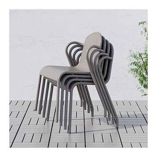 Trädgårdsstol Tunholmen från Ikea - 4 stycken - Grå