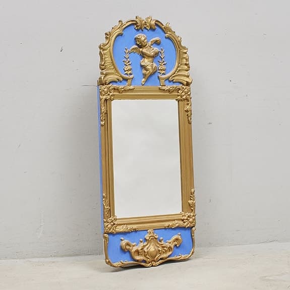 Spegel nyrokoko i guld och blått