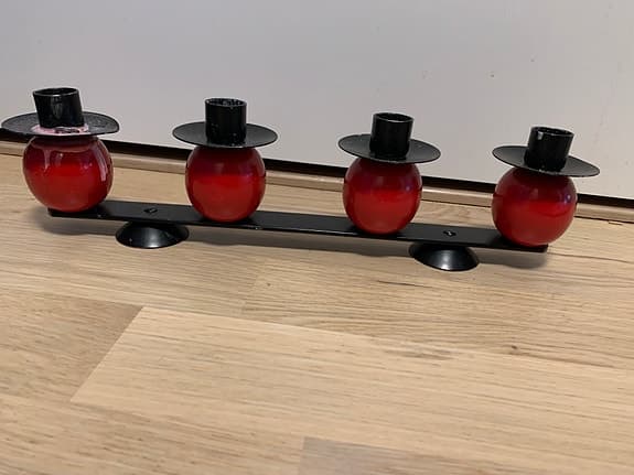 Vintage ljusstake 50 - tal advent metall träkulor