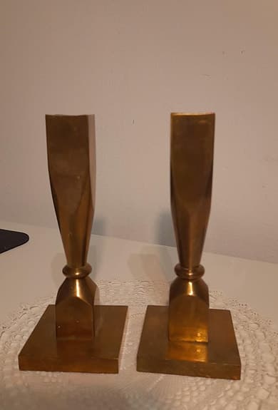 Par mässingsljusstakar, 15×6 cm, vintage, minimalistisk stil