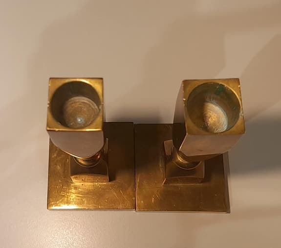 Par mässingsljusstakar, 15×6 cm, vintage, minimalistisk stil