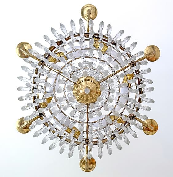 Otroligt vacker gammal kristallkrona/ljuskrona/takkrona i mässing - 1900-tal