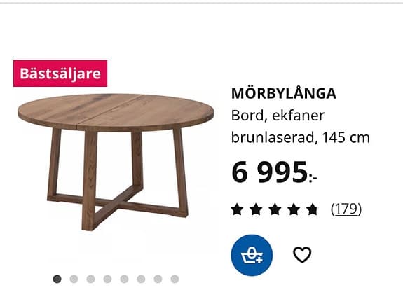 Mörbylånga Bord Ekfaner Brunlaserad 145 cm