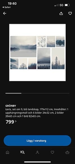IKEA GRÖNBY Tavla set med 9 delar landskap