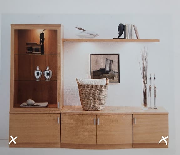 Dansk design möbelset i ekträ med förvaringsskåp och lådor