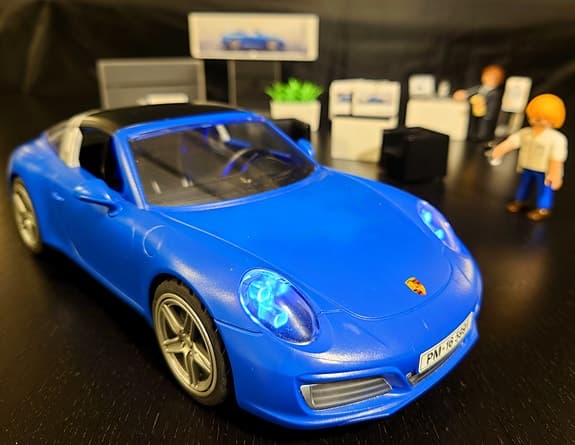 Playmobil Porsche 911 Targa 4S 5991 🚙 ✨ komplett, toppskick & fungerande ljus!