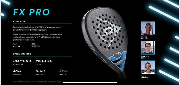 Dunlop FX Pro padelracket 38 mm svart/blå
