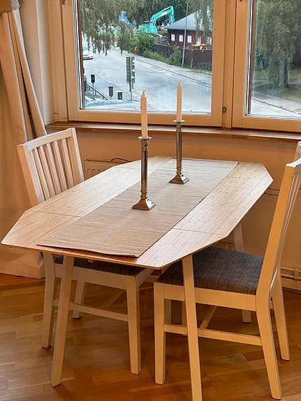 IKEA Klaffbord, bambu/vit, 74/106/138x80 cm