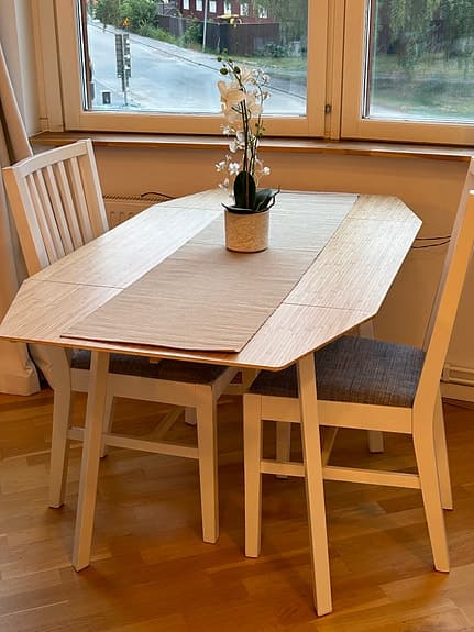 IKEA Klaffbord, bambu/vit, 74/106/138x80 cm