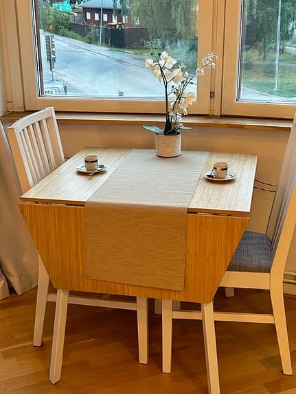 IKEA Klaffbord, bambu/vit, 74/106/138x80 cm