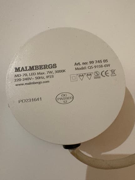 2 st Malmbergs MD-70 infällda spotlights + dimbara LED-drivdon