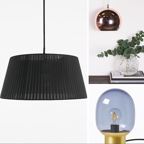 Taklampor och bordslampa