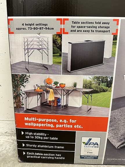 Powerfix Multifunktionsbord - 3 delar - Fällbart - Helt nytt