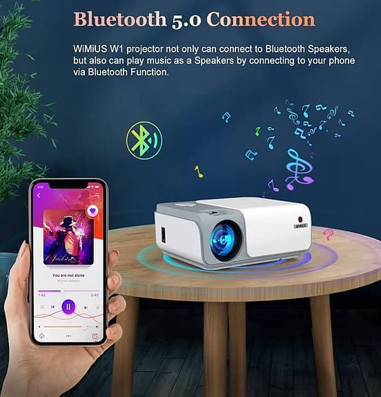 Ny projektor - WiMiUS W1 LED, WiFi/Bluetooth, 4k , oöppnad julklappstips