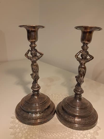 Ett par vintage ljusstakar – Metal Silver (MS), 20 cm