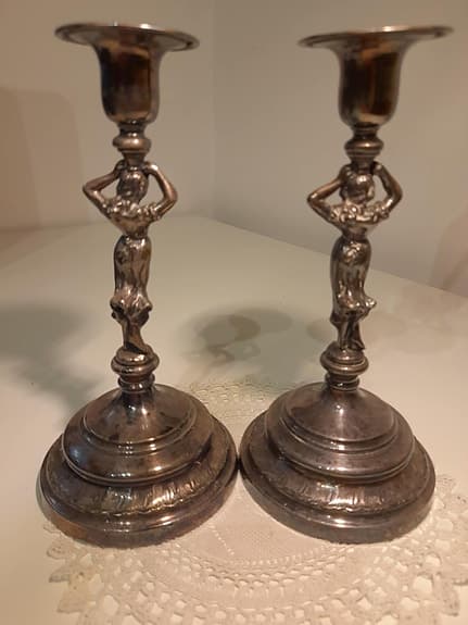 Ett par vintage ljusstakar – Metal Silver (MS), 20 cm