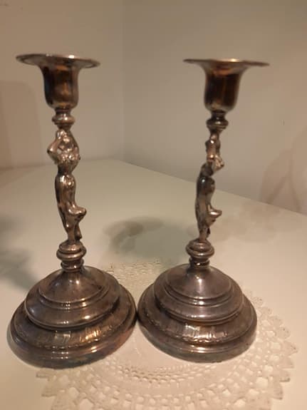 Ett par vintage ljusstakar – Metal Silver (MS), 20 cm