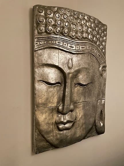 Väggdekoration Buddha ansikte silverfärgad