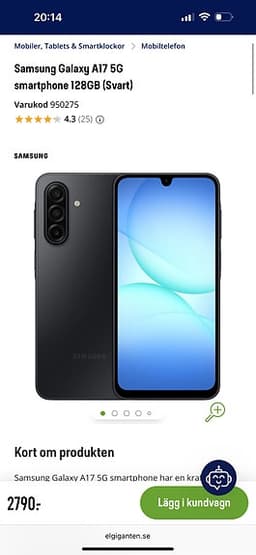 Samsung Galaxy A17 5G (Nytt & Oöppnad)