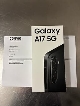 Samsung Galaxy A17 5G öoppnad med kvitto och garanti