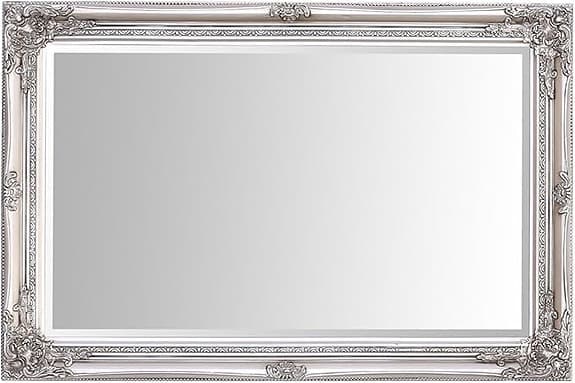 Spegel med silverfärgad ram, 90x60 cm, nytt i förpackningen.