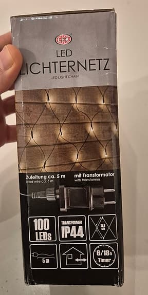 Dekorativ ljusnät 1,5 x 1,5 m – 100 LED, utomhus.