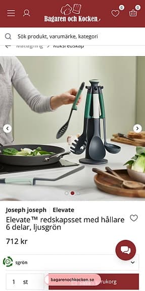 Joseph Joseph Elevate™ redskapsset med hållare 6 delar, ljusgrön