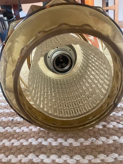 Retro Taklampa med teak och mässing