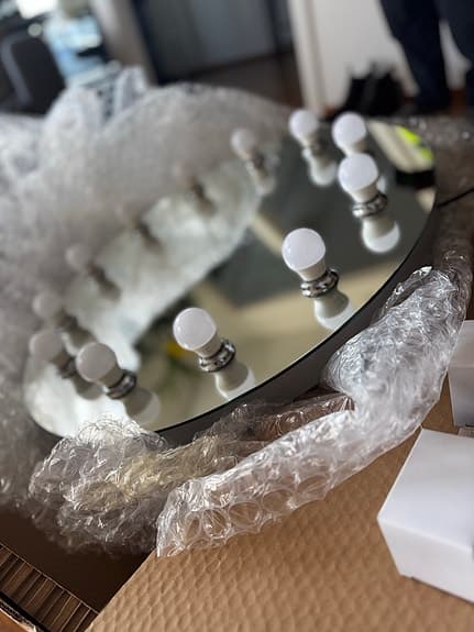 Design Letters Rund Spegel med Lampor