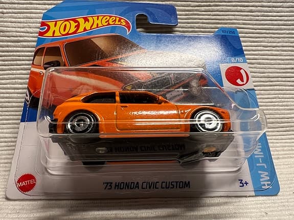 Hot Wheels '73 Honda Civic Custom leksaksbil orange