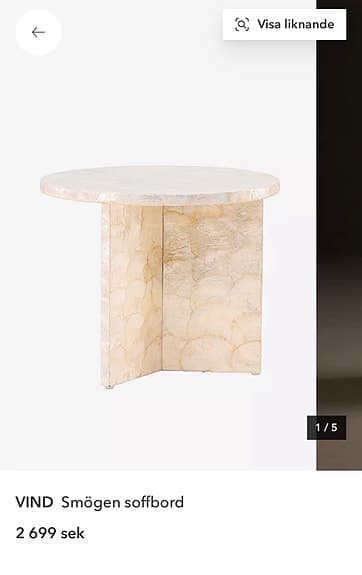 Sidobord i snäckskal soffbord smögen