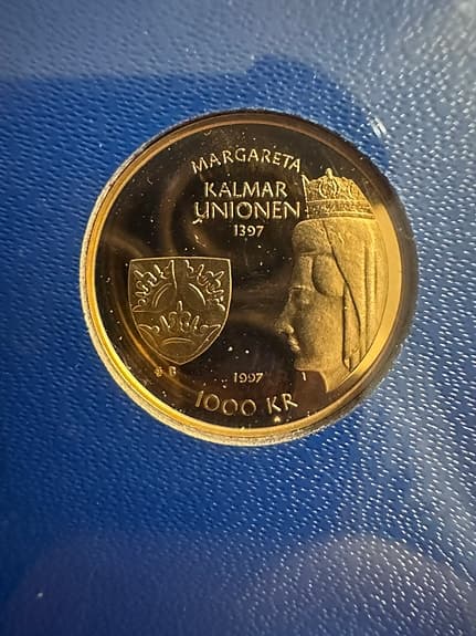 Sveriges Riksbank 1997 Guldmynt 1000 Kr 5,8 gram 90% guld