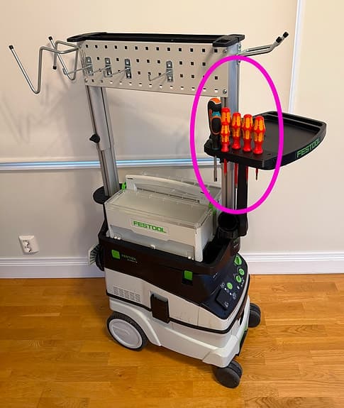 Verktygshållare för skruvmejslar på Festool WCR 1000