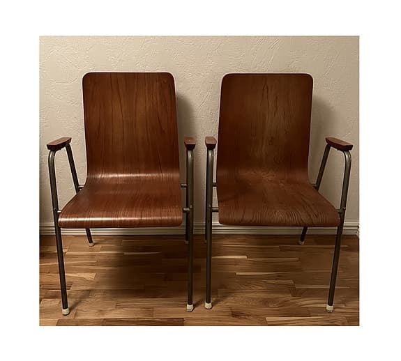 Designstolar i formpressad plywood – 60/70-tal – par
