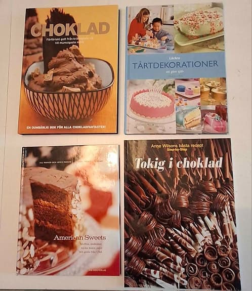Blandade bakböcker. Kakbok. Recept. Kakor. Choklad