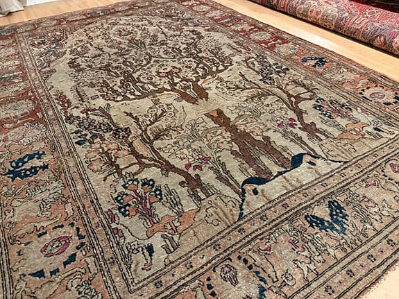 Antik Isfahan-matta ca 120 år – ur privat kollektion, 207×145 cm