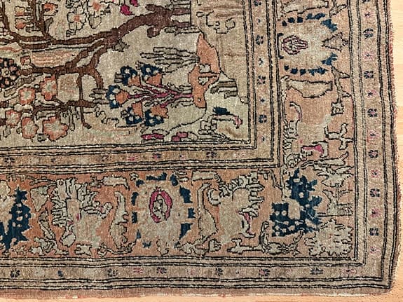 Antik Isfahan-matta ca 120 år – ur privat kollektion, 207×145 cm